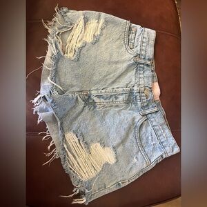 REVICE Light Blue Distressed Jean Shorts